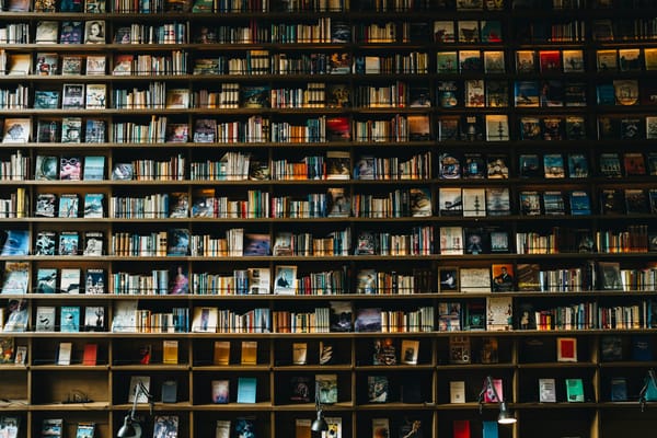 a wall full of book shelves packed with books